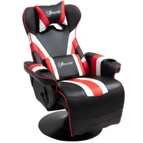 Vinsetto Gaming Chair, Racing Style Recliner, Lumbar Support, Footrest, Cup Holder, Black White Red