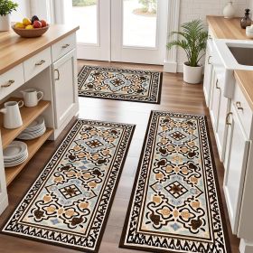 Kitchen Rugs Set of 3 Washable Throw Rugs with Rubber Backing Non Slip Floor Mats Carpet for Kitchen, Laundry Room