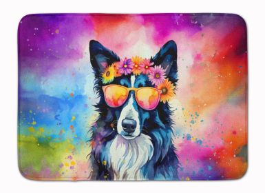 Border Collie Hippie Dawg Memory Foam Kitchen Mat Machine Washable Anti-Fatigue Mat Cushion Comfort Bath Mat or Kitchen Rug