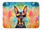 Doberman Pinscher Hippie Dawg Memory Foam Kitchen Mat Machine Washable Anti-Fatigue Mat Cushion Comfort Bath Mat or Kitchen Rug