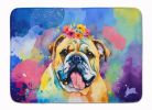 English Bulldog Hippie Dawg Memory Foam Kitchen Mat Machine Washable Anti-Fatigue Mat Cushion Comfort Bath Mat or Kitchen Rug