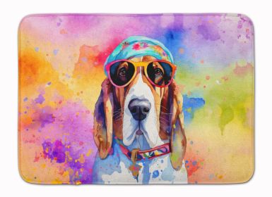 Basset Hound Hippie Dawg Memory Foam Kitchen Mat Machine Washable Anti-Fatigue Mat Cushion Comfort Bath Mat or Kitchen Rug