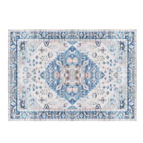 6x9FT Vintage Area Rug Modern Non Slip Carpet Boho Low Pile Soft Rug Waterproof Machine Washable Rug for Living Room Bedroom Kitchen Dining Room Under (Option: 6_9FT_Type2)