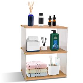 3-Tier Acrylic Countertop Organizer Bathroom Wood Counter Storage Rack Standing Vanity Cosmetics Shelf Cup Holder Desk Display Shelves (Option: Burlywood)