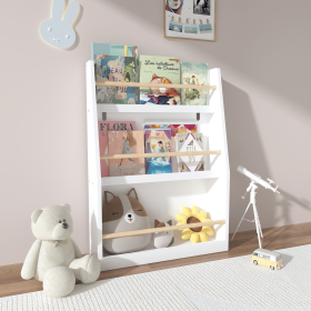 3 Tier Kids Book Shelf,Kids Book Rack, Helps Keep Bedrooms, Playrooms, and Classrooms Organized (Color: White, Material: MDF)