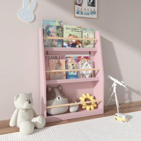 3 Tier Kids Book Shelf,Kids Book Rack, Helps Keep Bedrooms, Playrooms, and Classrooms Organized (Color: Pink, Material: MDF)