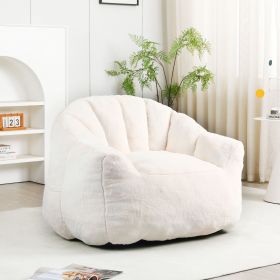 Bean Bag Chair, Bean Bag Sofa Chair with Armrests Stuffed High-Density Foam, Lazy Sofa Comfy Chairs BeanBag Chair for Adults in Living Room (Color: White)