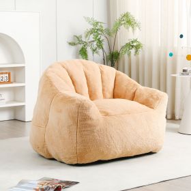 Bean Bag Chair, Bean Bag Sofa Chair with Armrests Stuffed High-Density Foam, Lazy Sofa Comfy Chairs BeanBag Chair for Adults in Living Room (Color: Light Brown)