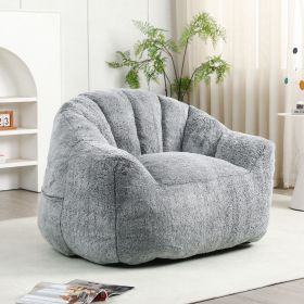 Bean Bag Chair, Bean Bag Sofa Chair with Armrests Stuffed High-Density Foam, Lazy Sofa Comfy Chairs BeanBag Chair for Adults in Living Room (Color: Grey)