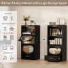 Kitchen Storage Cabinet, Metal Pantry Cabinet with Flip-up Doors, Microwave Stand with Drawer and Shelves