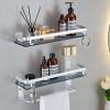 Glass Shelf for Bathroom 15.7 in Bathroom Shelves with Towel Bar Tempered Glass Shelves for Wall(2 Tier)